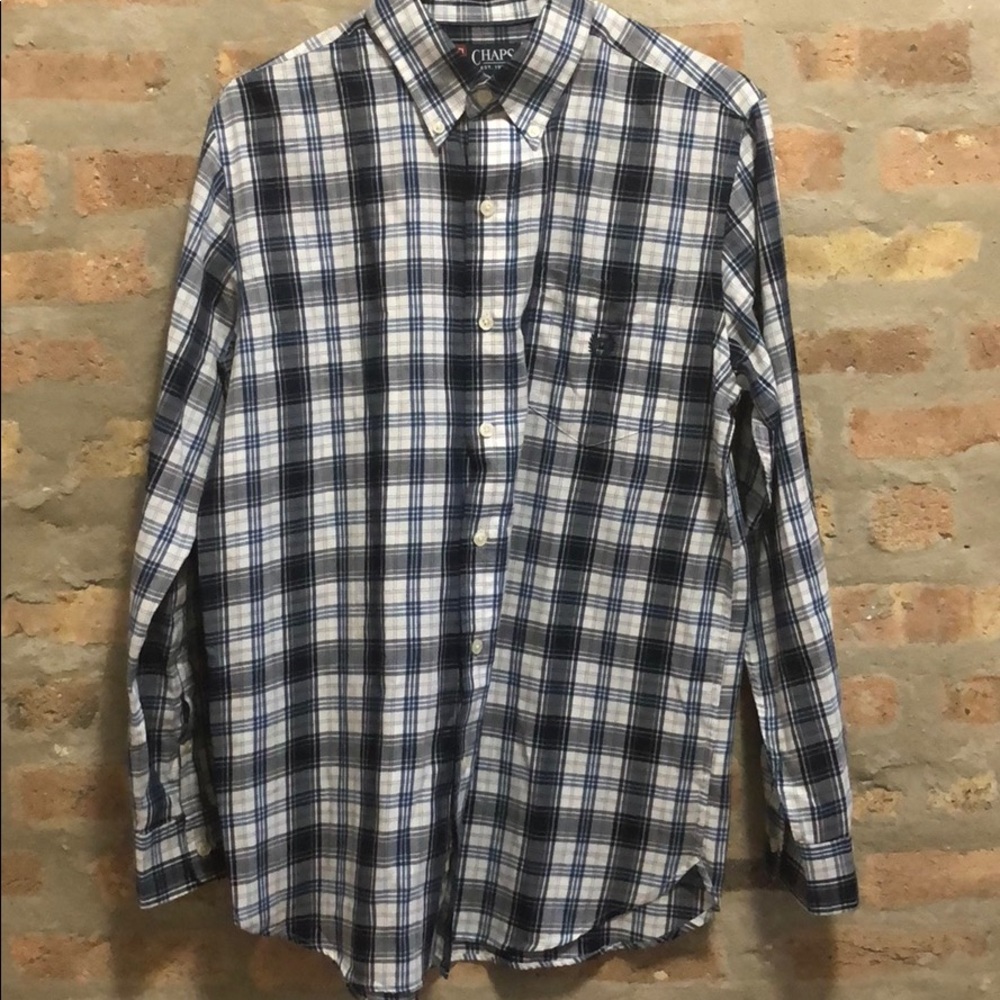 Chaps Plaid blue button up